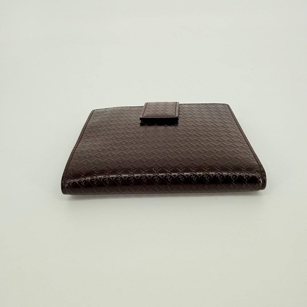 Fendi Bifold Wallet Unisex Brown Zucca Monogram Patent Leather Luxury Italy - Picture 3 of 12